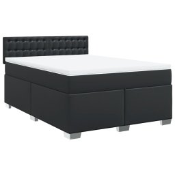vidaXL Boxspring met matras kunstleer zwart 140x190 cm