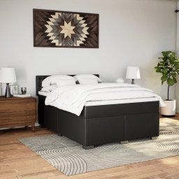 vidaXL Boxspring met matras kunstleer zwart 140x190 cm