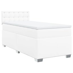 vidaXL Boxspring met matras kunstleer wit 100x200 cm