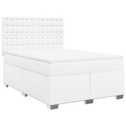 vidaXL Boxspring met matras kunstleer wit 140x200 cm