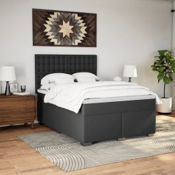 vidaXL Boxspring met matras kunstleer zwart 140x190 cm