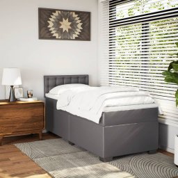 vidaXL Boxspring met matras kunstleer grijs 90x190 cm