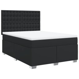 vidaXL Boxspring met matras kunstleer zwart 140x190 cm