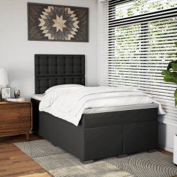 vidaXL Boxspring met matras kunstleer zwart 120x190 cm