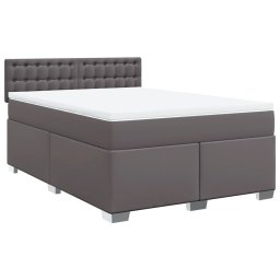 vidaXL Boxspring met matras kunstleer grijs 140x200 cm