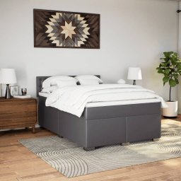 vidaXL Boxspring met matras kunstleer grijs 140x200 cm