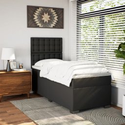 vidaXL Boxspring met matras kunstleer zwart 90x190 cm