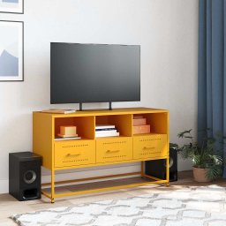 vidaXL Tv-meubel 100,5x39x60,5 cm staal mosterdgeel