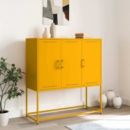 vidaXL Hoge kast 100,5x39x107 cm staal mosterdgeel
