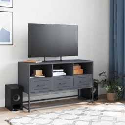 vidaXL Tv-meubel 100,5x39x60,5 cm staal antracietkleurig