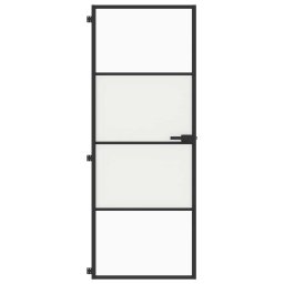 vidaXL Binnendeur smal 76x201,5 cm gehard glas en aluminium zwart