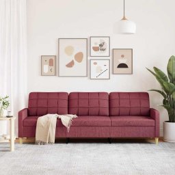 vidaXL Driezitsbank 210 cm stof wijnrood