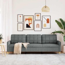 vidaXL Driezitsbank 210 cm stof donkergrijs