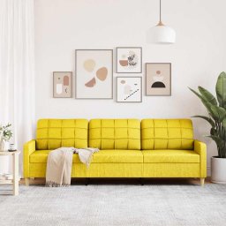 vidaXL Driezitsbank 210 cm stof lichtgeel