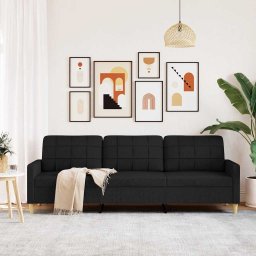 vidaXL Driezitsbank 210 cm stof zwart