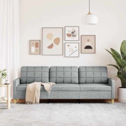 vidaXL Driezitsbank 210 cm stof lichtgrijs