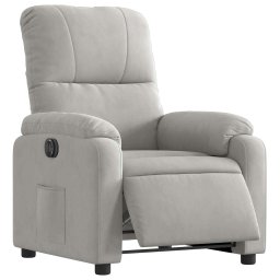vidaXL Fauteuil verstelbaar elektrisch microvezelstof lichtgrijs