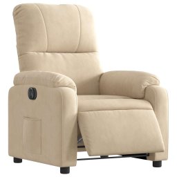 vidaXL Fauteuil verstelbaar elektrisch microvezelstof crèmekleurig