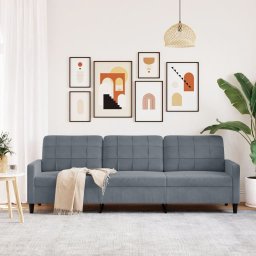 vidaXL Driezitsbank 210 cm fluweel donkergrijs