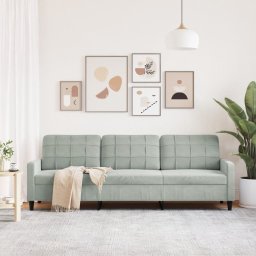 vidaXL Driezitsbank 210 cm fluweel lichtgrijs