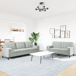vidaXL 2-delige Loungeset met kussens en bolsters fluweel lichtgrijs