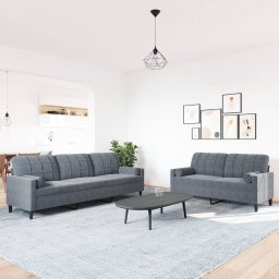 vidaXL 2-delige Loungeset met kussens en bolsters fluweel donkergrijs
