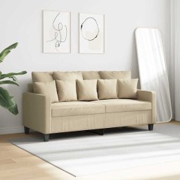 vidaXL Tweezitsbank 140 cm stof crèmekleurig