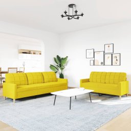 vidaXL 2-delige Loungeset stof lichtgeel