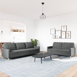 vidaXL 2-delige Loungeset stof donkergrijs