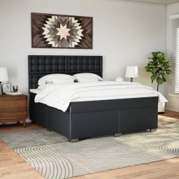 vidaXL Boxspring met matras kunstleer zwart 180x200 cm