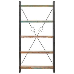 vidaXL Boekenkast met 5 schappen 90x30x180 cm massief gerecycled hout