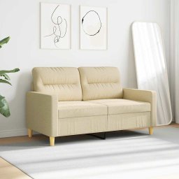 vidaXL Tweezitsbank 120 cm stof crèmekleurig