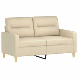 vidaXL 2-delige Loungeset met kussens stof crèmekleurig