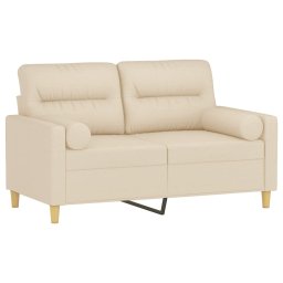 vidaXL Tweezitsbank met sierkussens 120 cm stof crèmekleurig