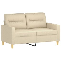 vidaXL 2-delige Loungeset met kussens stof crèmekleurig