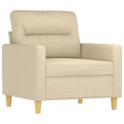 vidaXL 3-delige Loungeset met kussens stof crèmekleurig
