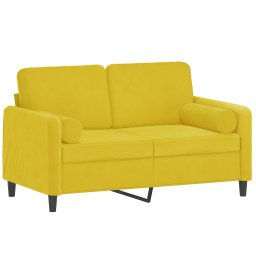 vidaXL Tweezitsbank met sierkussens 120 cm fluweel geel