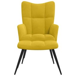 vidaXL Relaxstoel met kruk mosterdgeel fluweel