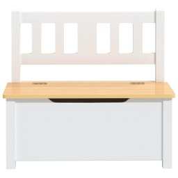 vidaXL Kinderopbergbankje 60x30x55 cm MDF wit en beige