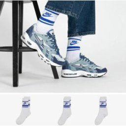 Nike Chaussettes X3 Crew Stripe Blanc/bleu Dames 39/42