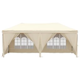 vidaXL Partytent inklapbaar met zijwanden 3x6 m crèmekleurig