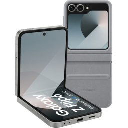 Samsung Galaxy Z Flip 6 512GB Zilver 5G + Samsung Back Cover Kunstleer Grijs