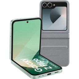 Samsung Galaxy Z Flip 6 256GB Mint 5G + Samsung Back Cover Kunstleer Grijs