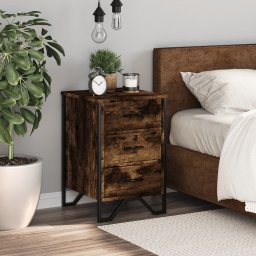 vidaXL Nachtkastje 40x41x60 cm bewerkt hout gerookt eikenkleurig
