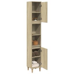 vidaXL Badkamerkast 30x30x190 cm bewerkt hout sonoma eikenkleurig