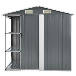 vidaXL Tuinschuur met rek 205x130x183 cm ijzer grijs