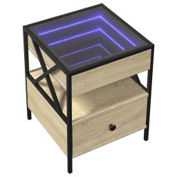 vidaXL Nachtkastje met Infinity LED 40x40x51 cm sonoma eikenkleurig