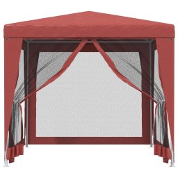 vidaXL Partytent met 4 mesh zijwanden 2,5x2,5 m HDPE rood