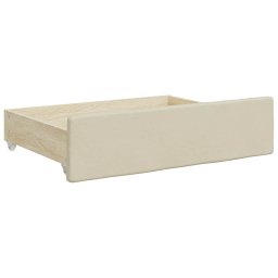 vidaXL Bedlades 2 st bewerkt hout en kunstleer crèmekleurig