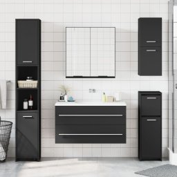 vidaXL Badkamerkast met spiegel 64x20x67 cm bewerkt hout zwart